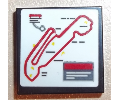 Tile 2 x 2 with Race Circuit Map Pattern (Sticker) - Set 75876
