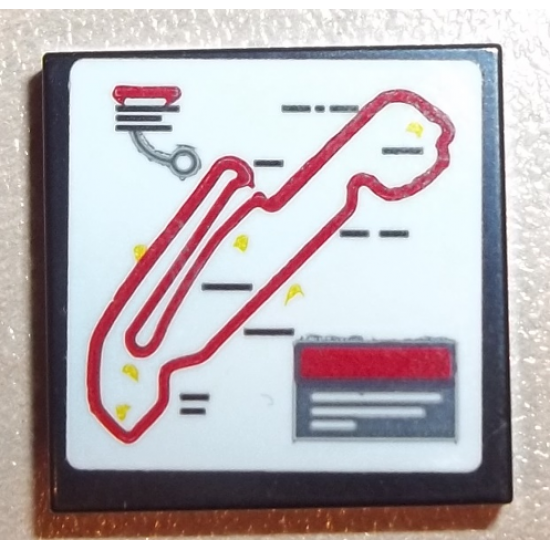 Tile 2 x 2 with Race Circuit Map Pattern (Sticker) - Set 75876