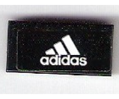 Tile 1 x 2 with White Adidas Logo on Black Background Pattern (Sticker) - Set 75876