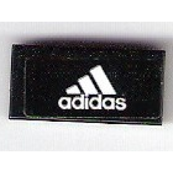 Tile 1 x 2 with White Adidas Logo on Black Background Pattern (Sticker) - Set 75876