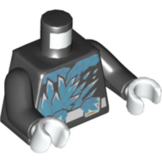 Torso Ninja Robe with White Belt and Spinjitzu Ice Burst Pattern / Black Arms / White Hands