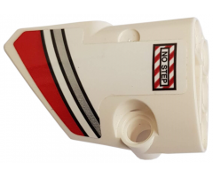 Technic, Panel Fairing # 1 Small Smooth Short, Side A with Red and Silver Stripes and 'NO STEP' Pattern (Sticker) - Set 42057