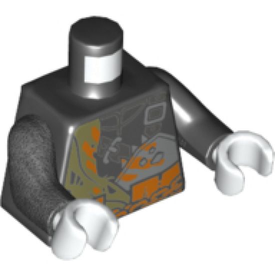 Torso Ninjago Chains and Belts with Claw Marks Pattern / Black Arm Left / Pearl Dark Gray Arm Right / White Hands