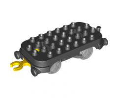 Duplo, Train Base 4 x 8 with Rounded Corners, Light Bluish Gray Train Wheels and Yellow Movable Hook