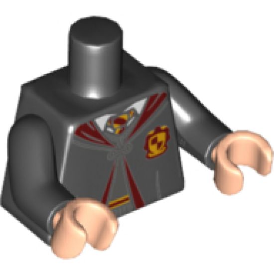 Torso Hogwarts Robe Clasped over Dark Bluish Gray Sweater, Dark Red and Bright Light Orange Tie and Trim Pattern / Black Arms / Light Nougat Hands
