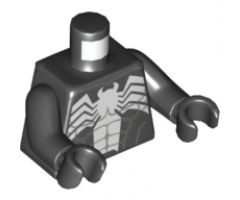 Torso Spider-Man Dark Bluish Gray Muscles Outline with White Wide Spider Front and Back Pattern (Venom) / Black Arms / Black Hands
