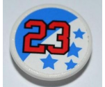 Road Sign 2 x 2 Round with Clip with Red Number 23 and Blue Stars Pattern (Sticker) - Set 8125