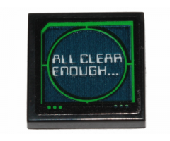 Tile 2 x 2 with 'ALL CLEAR ENOUGH...' on Green and Dark Blue Computer Screen Pattern (Sticker) - Set 70835
