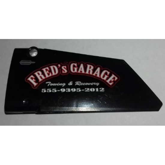 Technic, Panel Fairing #17 Large Smooth, Side A with 'FRED's GARAGE', 'Towing & Recovery' and '555-9395-2012' Pattern (Sticker) - Set 9395