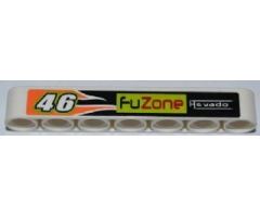 Technic, Liftarm 1 x 7 Thick with Number 46, 'fuZone', 'Hevado' and Orange Flames Pattern (Sticker) - Set 8125