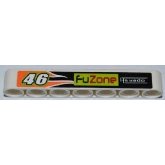 Technic, Liftarm 1 x 7 Thick with Number 46, 'fuZone', 'Hevado' and Orange Flames Pattern (Sticker) - Set 8125