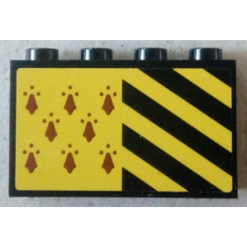 Panel 1 x 4 x 2 with Side Supports - Hollow Studs with 8 Red Spires and Black and Yellow Stripes Pattern (Sticker) - Set 75956