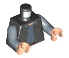 Torso SW Vest with Pockets and Sand Blue Shirt with Collar Pattern (Rebel Fleet Trooper) / Sand Blue Arms / Light Nougat Hands