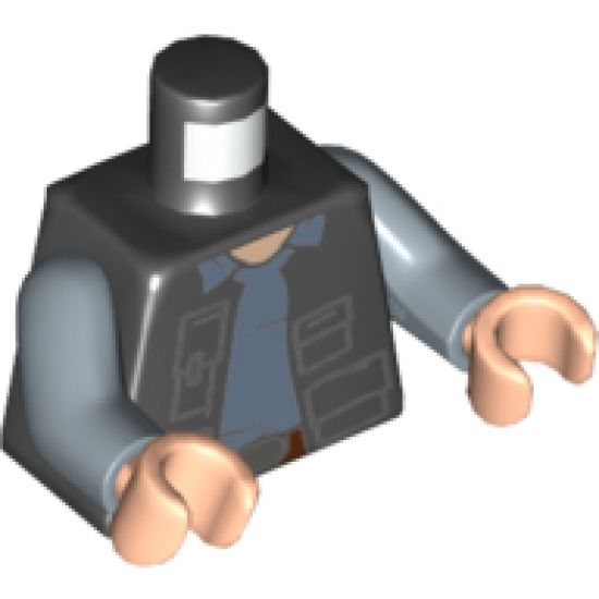 Torso SW Vest with Pockets and Sand Blue Shirt with Collar Pattern (Rebel Fleet Trooper) / Sand Blue Arms / Light Nougat Hands