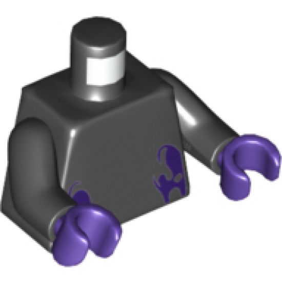 Torso with Large Dark Purple Splotches Pattern / Black Arms / Dark Purple Hands