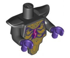 Torso, Modified Short with Smooth Armor Breastplate with Shoulder Pads and Gold Armor Plates, Magenta Energy Pattern / Black Arms / Dark Purple Hands