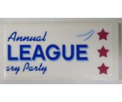 Tile 2 x 4 with Blue 'Annual LEAGUE ary Party' Banner with 3 Magenta Stars Pattern (Sticker) – Set 70919