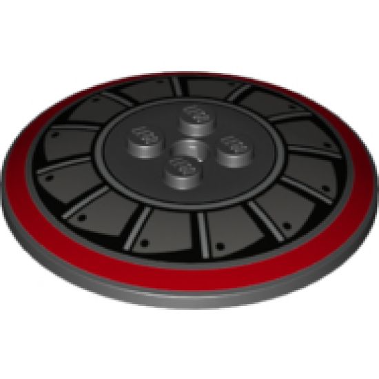 Dish 6 x 6 Inverted (Radar) - Solid Studs with Dark Red Circle and Dark Bluish Gray and Metallic Silver Fan Blades Pattern