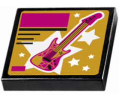 Tile 2 x 2 with Guitar and Stars Pattern (Sticker) - Set 41106