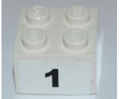 Brick 2 x 2 with Black '1' Wide Bold Font Pattern (Sticker) - Set 8125