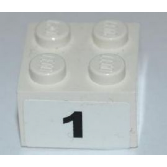 Brick 2 x 2 with Black '1' Wide Bold Font Pattern (Sticker) - Set 8125