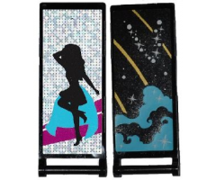 Flag 7 x 3 with Rod with Medium Azure Smoke, Stars and Gold Stripes / Black Female Dancer Silhouette Type 3 Pattern (Stickers) - Set 41105