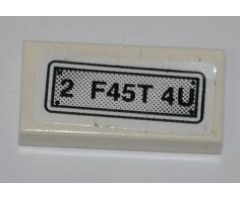 Tile 1 x 2 with '2 F45T 4U' Pattern (Sticker) - Set 8198
