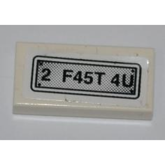 Tile 1 x 2 with '2 F45T 4U' Pattern (Sticker) - Set 8198