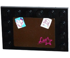 Tile, Modified 4 x 6 with Studs on Edges with Mirror with Dog Photo, 'I (Heart) LIVI' Drawing, 'Livi' and Star Pattern (Sticker) - Set 41104