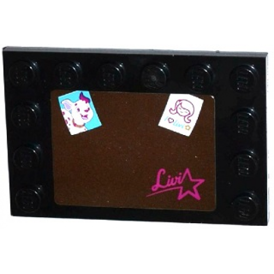 Tile, Modified 4 x 6 with Studs on Edges with Mirror with Dog Photo, 'I (Heart) LIVI' Drawing, 'Livi' and Star Pattern (Sticker) - Set 41104