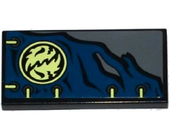 Tile 2 x 4 with Dark Blue Cloth with 6 Eyelets, Ninjago Emblem and Yellowish Green Laces Pattern (Sticker) - Set 70737