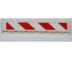 Technic, Liftarm 1 x 7 Thick with Red and White Danger Stripes Pattern Model Left Side (Sticker) - Set 8198