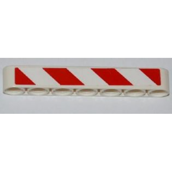 Technic, Liftarm 1 x 7 Thick with Red and White Danger Stripes Pattern Model Left Side (Sticker) - Set 8198