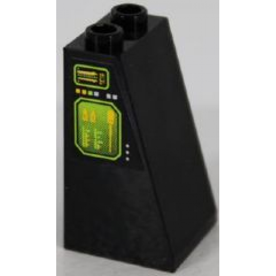 Slope 75 2 x 2 x 3 - Hollow Studs with Lime and Yellow Screens and Light Bluish Gray and Yellow Buttons Pattern, Model Right (Sticker) - Set 8105