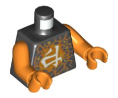 Torso Ninjago Orange Fractures, Gold Rocks and White Ninjago Logogram 'Earth' Pattern / Orange Arms / Orange Hands