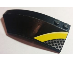 Wedge 8 x 3 x 2 Open Left with Thick Curved Yellow Line and Gray and White Grid Pattern (Sticker) - Set 8166