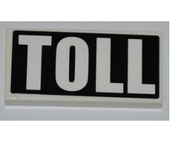 Tile 2 x 4 with White 'TOLL' on Black Background Pattern (Sticker) - Set 8197