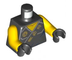 Torso Ninjago Robe with Gold Ninjago Logogram 'Fire Earth Lightning Energy' on Black Sash Pattern / Yellow Arms / Black Hands