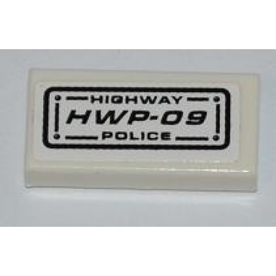 Tile 1 x 2 with 'HIGHWAY POLICE' and 'HWP-09' Pattern (Sticker) - Set 8197