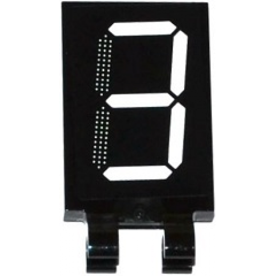 Tile, Modified 2 x 3 with 2 Clips with White '3' Digital Display Pattern (Sticker) - Set 60080