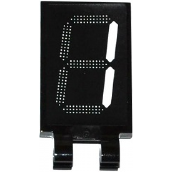 Tile, Modified 2 x 3 with 2 Clips with White '1' Digital Display Pattern (Sticker) - Set 60080