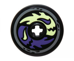 Technic, Disk 3 x 3 with Dark Purple and Yellowish Green Ghost Heads Pattern (Sticker) - Set 70734