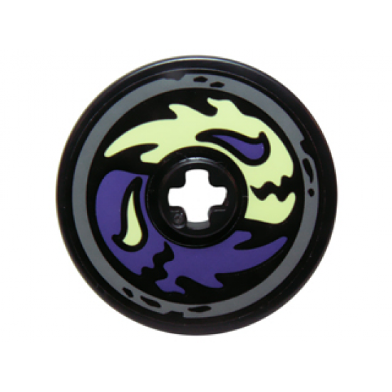 Technic, Disk 3 x 3 with Dark Purple and Yellowish Green Ghost Heads Pattern (Sticker) - Set 70734