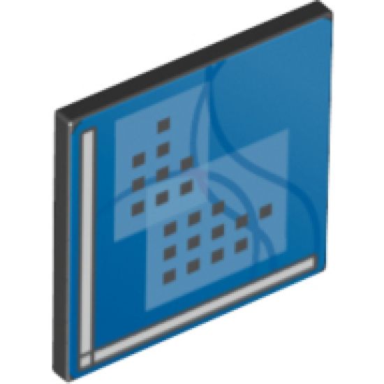 Road Sign 2 x 2 Square with Open O Clip with Curved Blue Lines and Small Black Squares Pattern (Computer Screen)