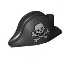Minifigure, Headgear Hat, Pirate Bicorne with Skull with X Eyes and Crossbones Pattern