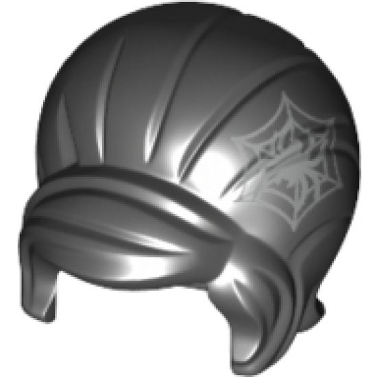 Minifigure, Hair Female Beehive Style with Sideways Fringe with Silver Spider in Web Pattern