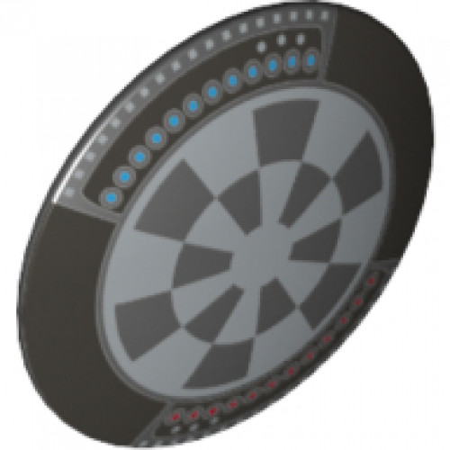Minifigure, Shield Round with Rounded Front with Dart Board (Dejarik Hologame Board) Pattern