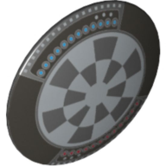 Minifigure, Shield Round with Rounded Front with Dart Board (Dejarik Hologame Board) Pattern
