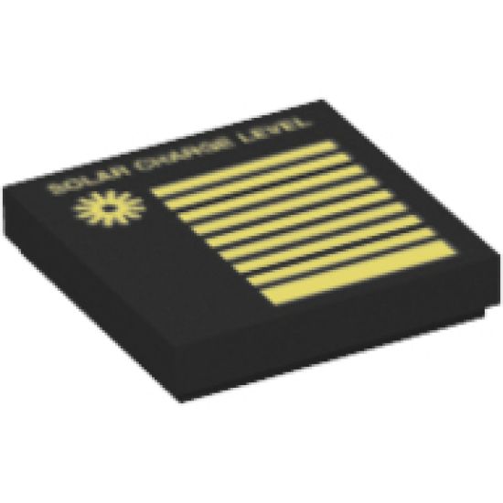 Tile 2 x 2 with Yellow 'SOLAR CHARGE LEVEL', Sun and Lines Pattern