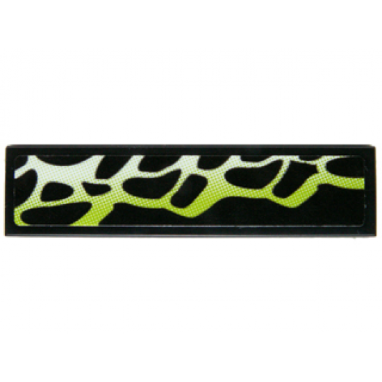 Tile 1 x 4 with Yellowish Green and Black Scales Pattern Model Right Side (Sticker) - Set 70736